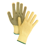 PVC Dotted Seamless String Knit Gloves, 7 Gauge, Size 8/Medium