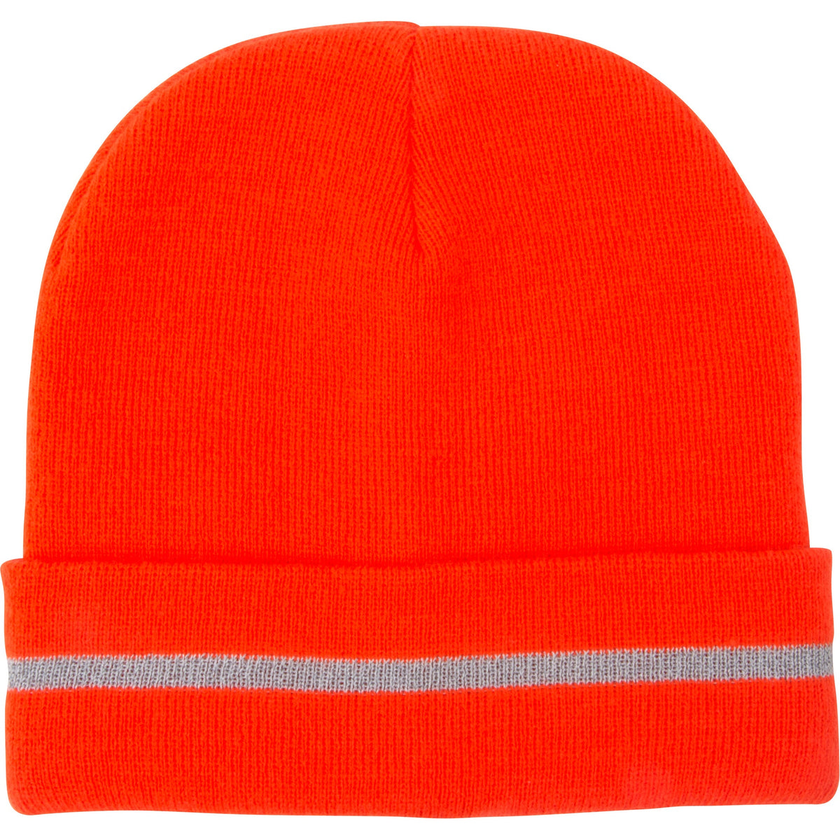 High-Visibility Acrylic Knit Hat with Reflective Stripe, Orange