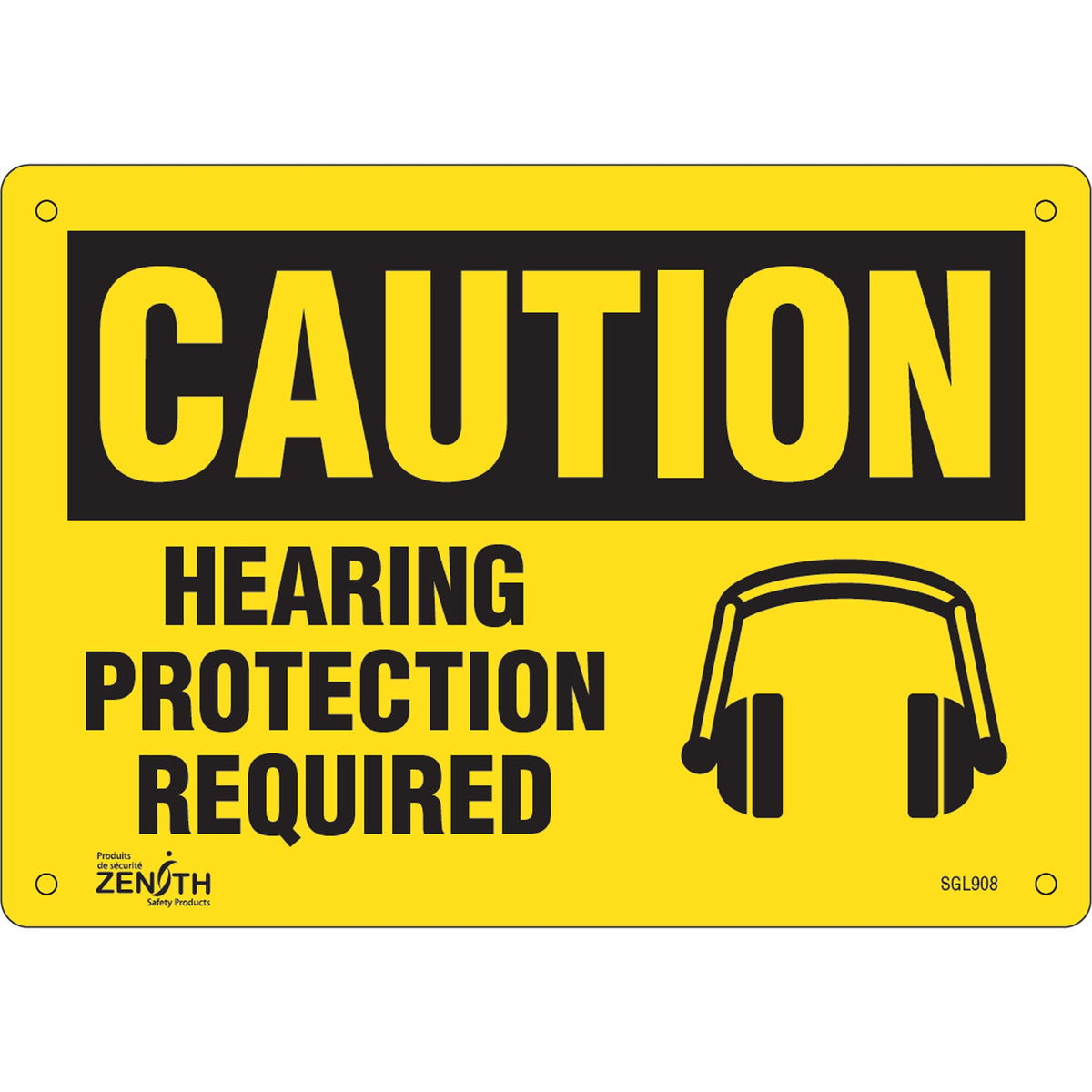 Hearing Protection Required Sign, 7" x 10", Plastic, English