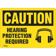 Hearing Protection Required Sign, 10" x 14", Plastic, English