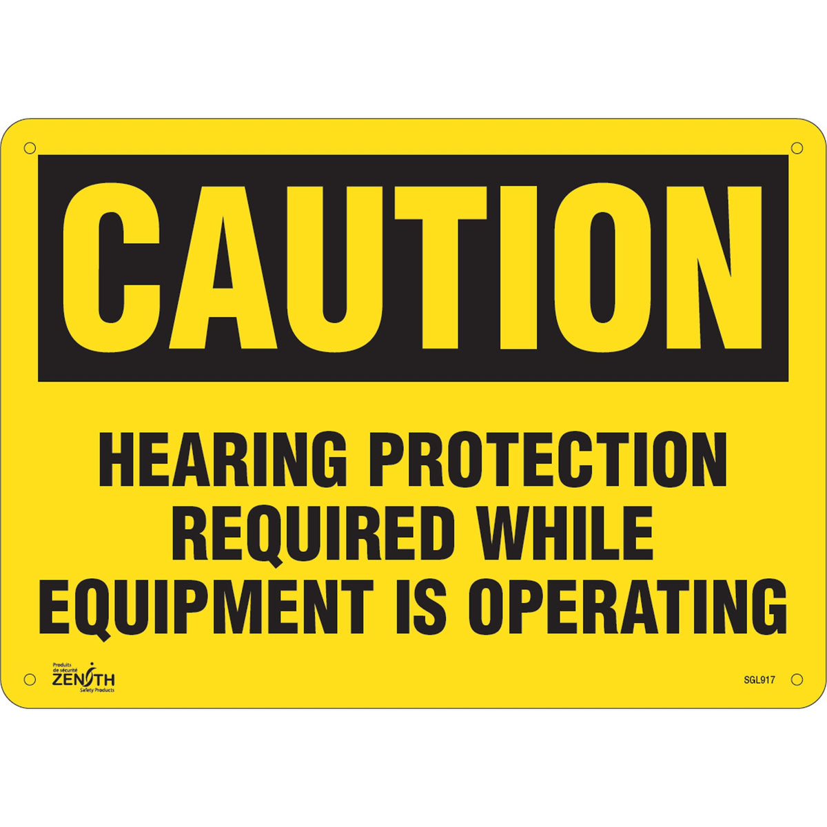 Hearing Protection Required Noise Hazard Sign, 10" x 14", Plastic