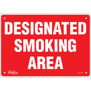 "Designated Smoking Area" Sign, 7" x 10", Aluminum, English