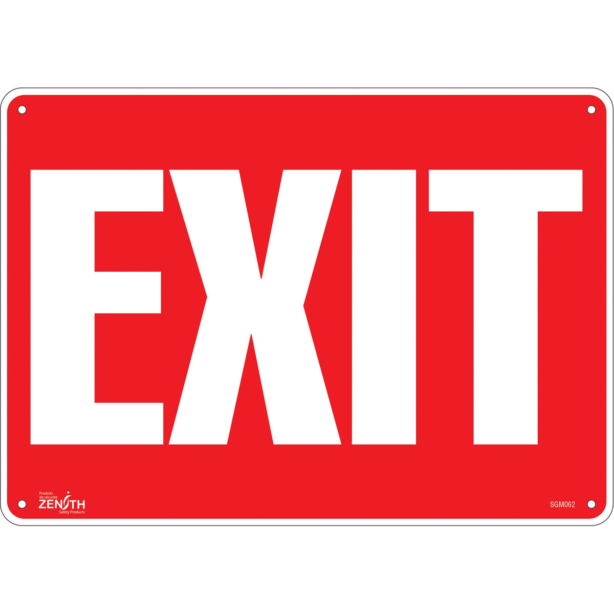 "Exit" Sign, 10" x 14", Plastic, English