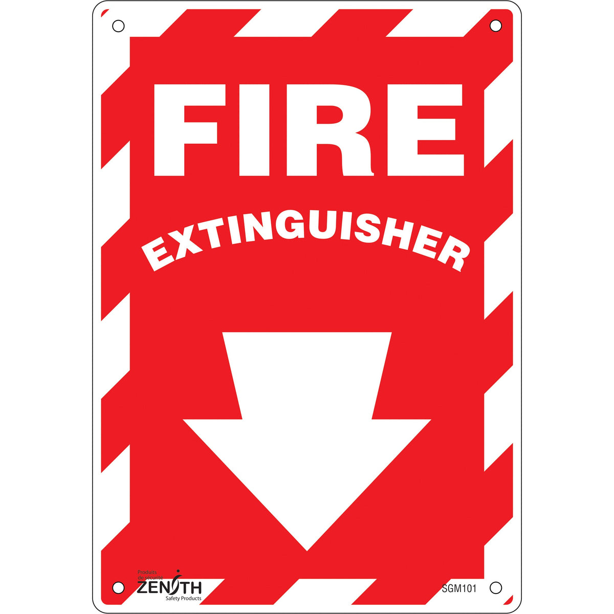 Fire Extinguisher Sign with Down Arrow, 10" x 7", Plastic, English