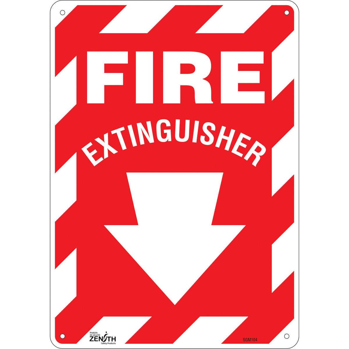 Fire Extinguisher Sign with Down Arrow, 14" x 10", Plastic, English