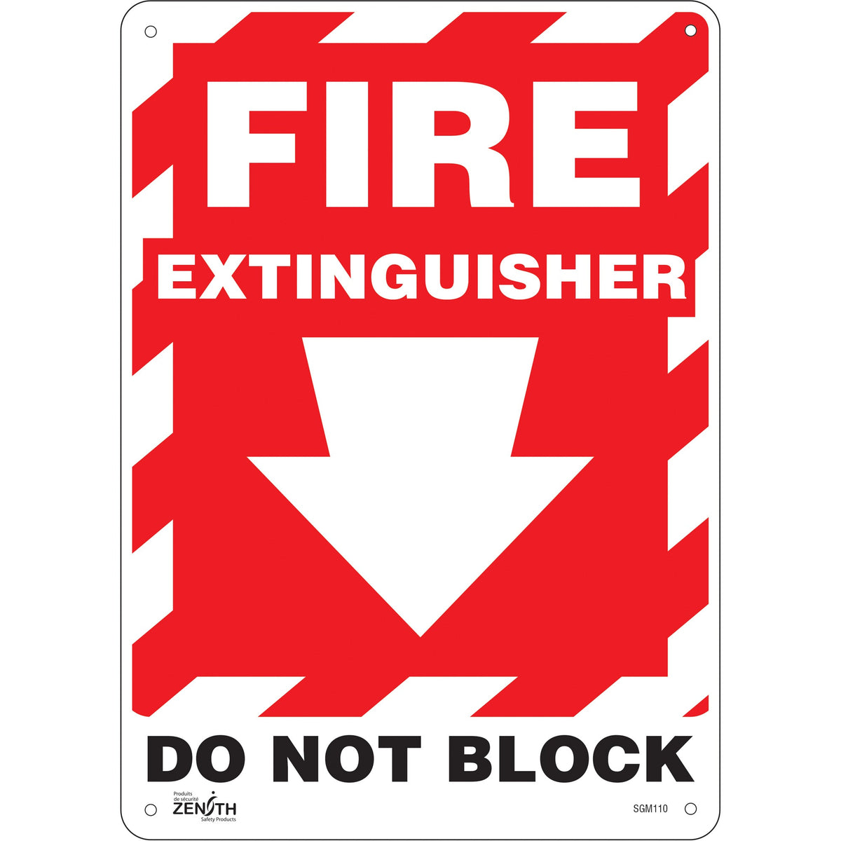 Fire Extinguisher Do Not Block Sign, 14" x 10", Plastic, English