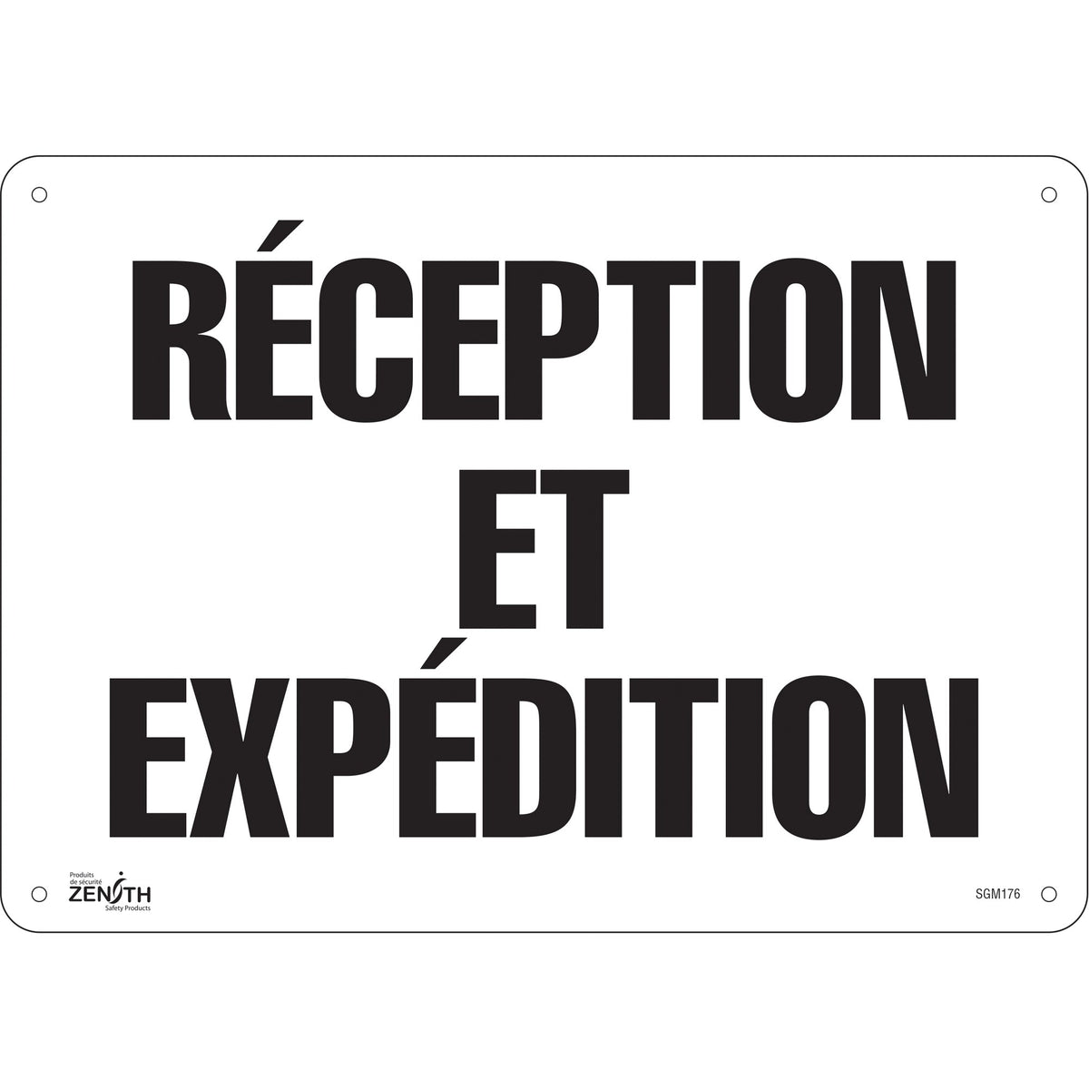 "Réception et Expédition" Sign, 10" x 14", Aluminum, French
