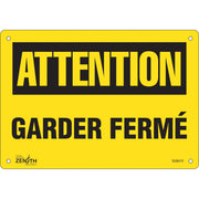 "Garder Fermé" Sign, 7" x 10", Plastic, French