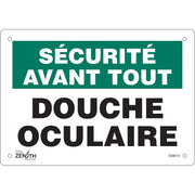 "Douche Oculaire" Sign, 7" x 10", Plastic, French