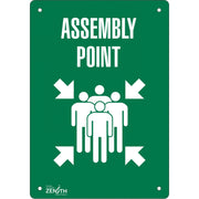 "Assembly Point" Sign, 20" x 14", Aluminum, English with Pictogram