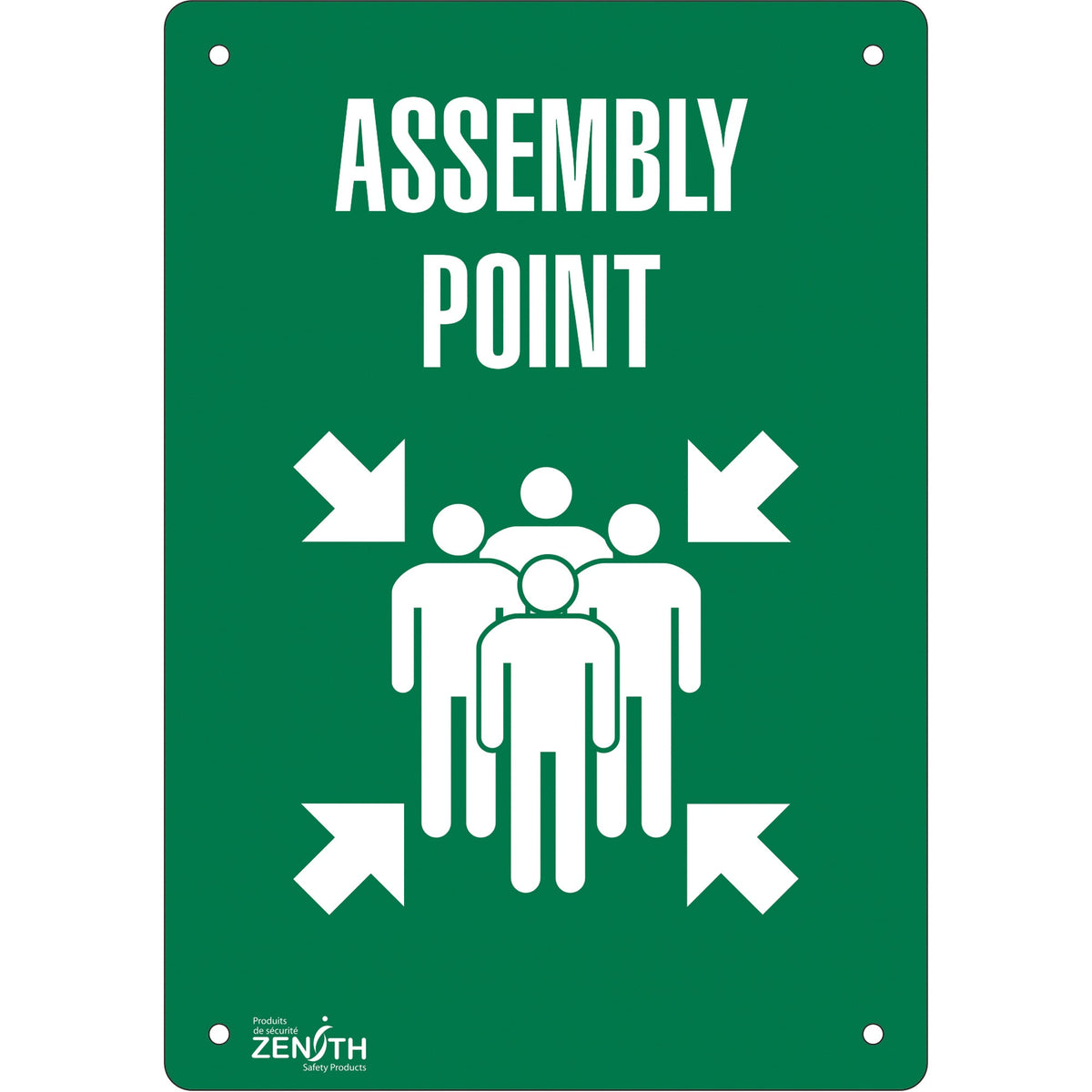 "Assembly Point" Sign, 20" x 14", Aluminum, English with Pictogram