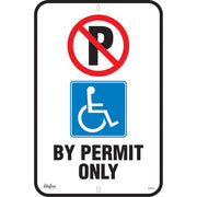 By Permit Only Parking Sign, 18" x 12", Aluminum, English