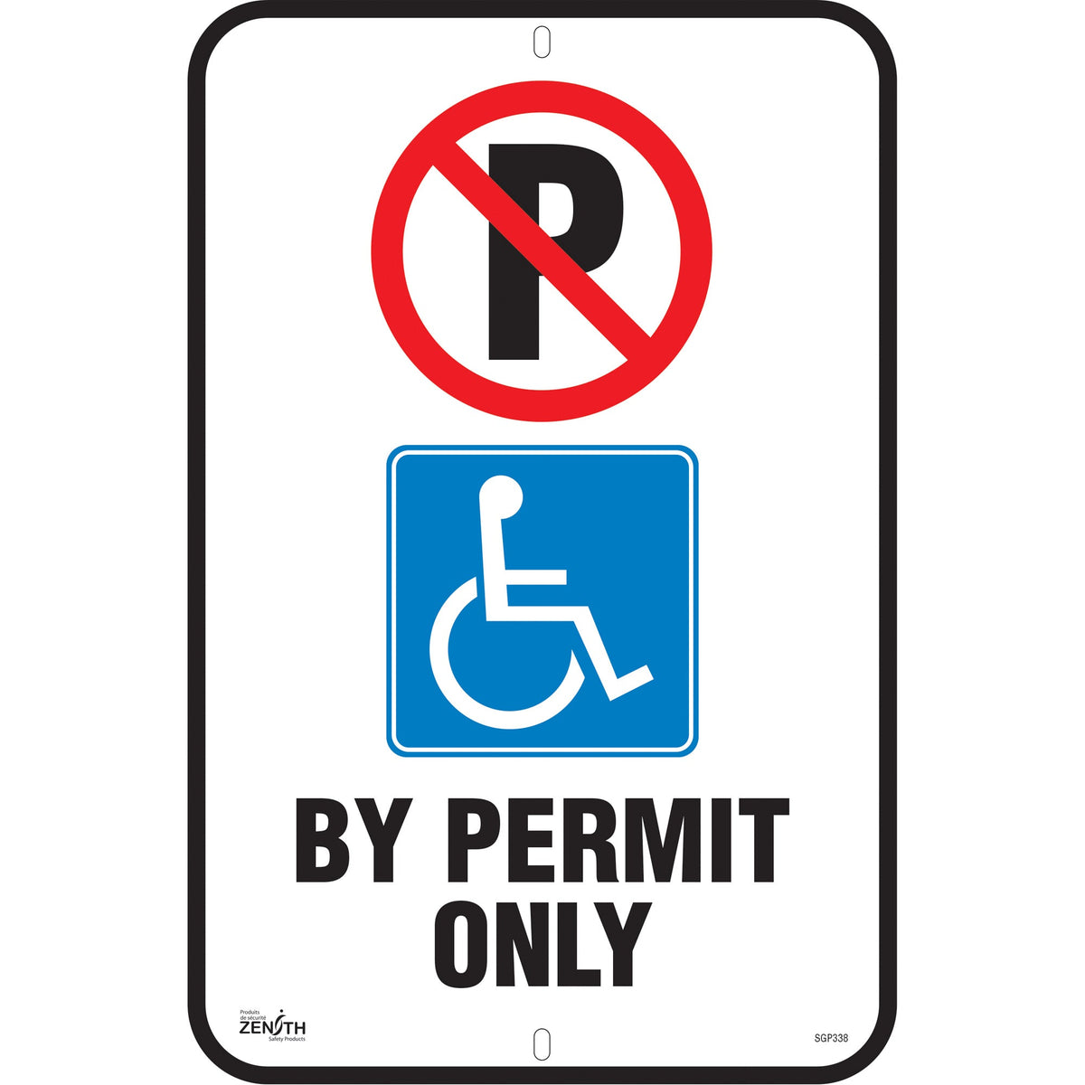 By Permit Only Parking Sign, 18" x 12", Aluminum, English