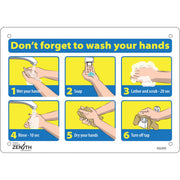 Don't Forget to Wash Your Hands Sign, 7" x 10", Plastic, English