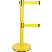 Dual Belt Steel Crowd Control Barrier, 35" H, 7' Yellow Tape