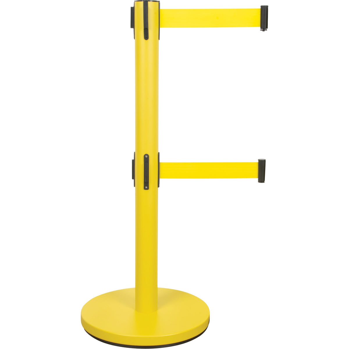 Dual Belt Steel Crowd Control Barrier, 35" H, 7' Yellow Tape