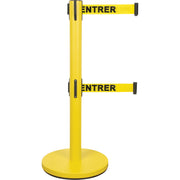 Dual Belt Steel Crowd Control Barrier, 35" H, 7' Yellow Tape
