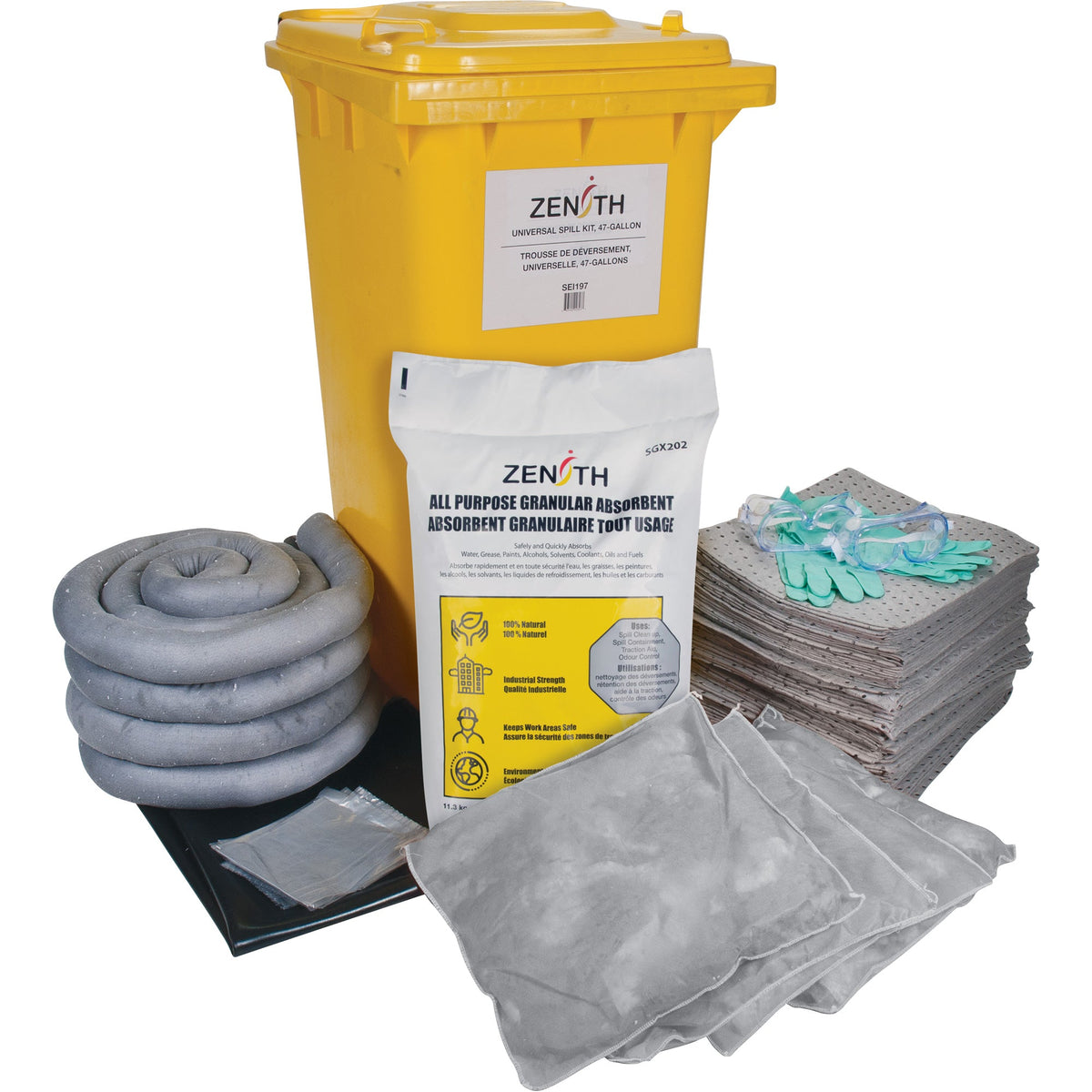 Universal Spill Kit, Bin, 63 US Gal Absorbency