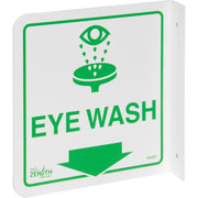 90° Projecting Eye Wash Sign, 8" x 8", Plastic, English