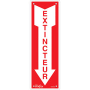 "Extincteur" Sign, 12" x 4", Plastic, French with Pictogram