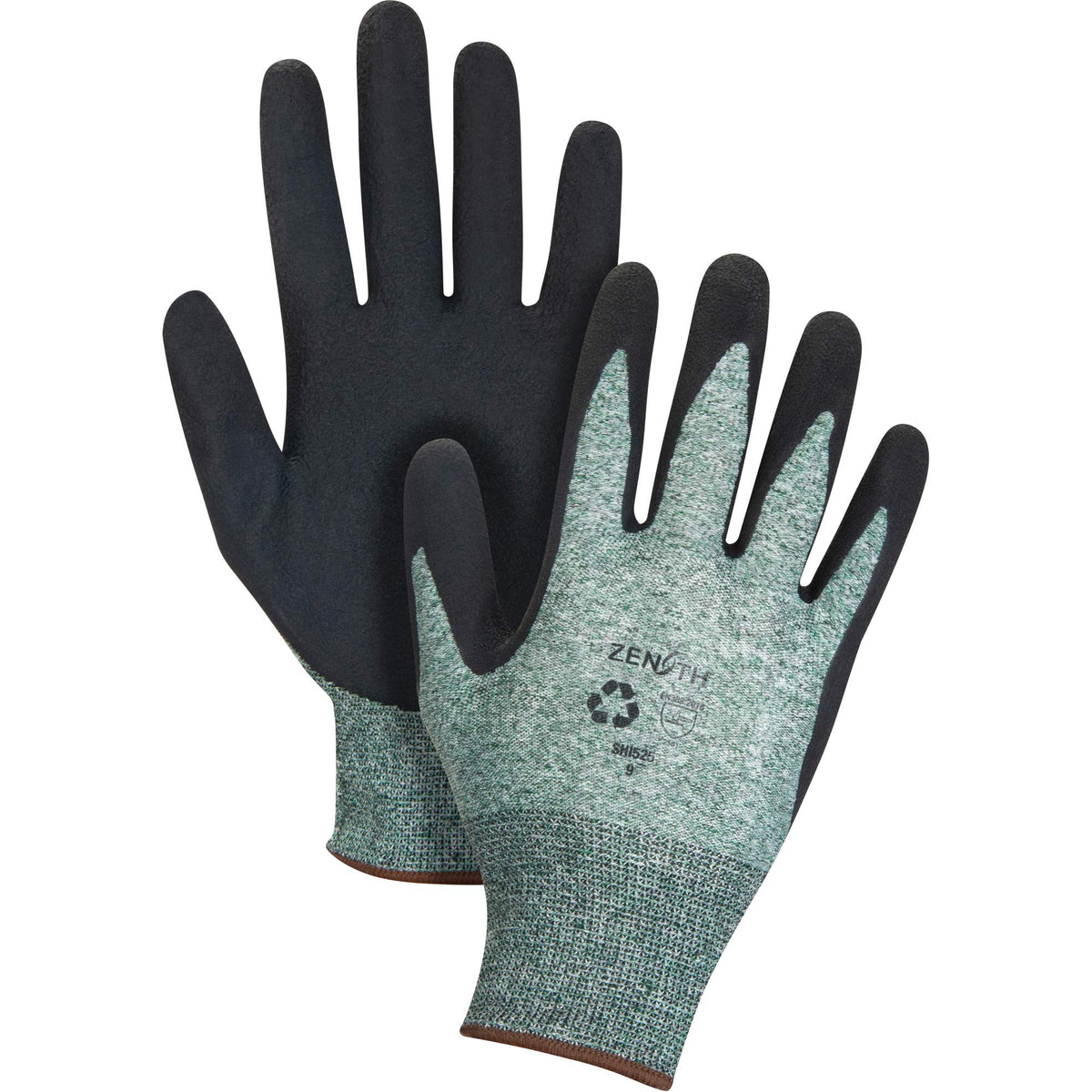Crinkle Grip Foam Latex Coated Gloves, RPET Shell, 15 Gauge, Size 10