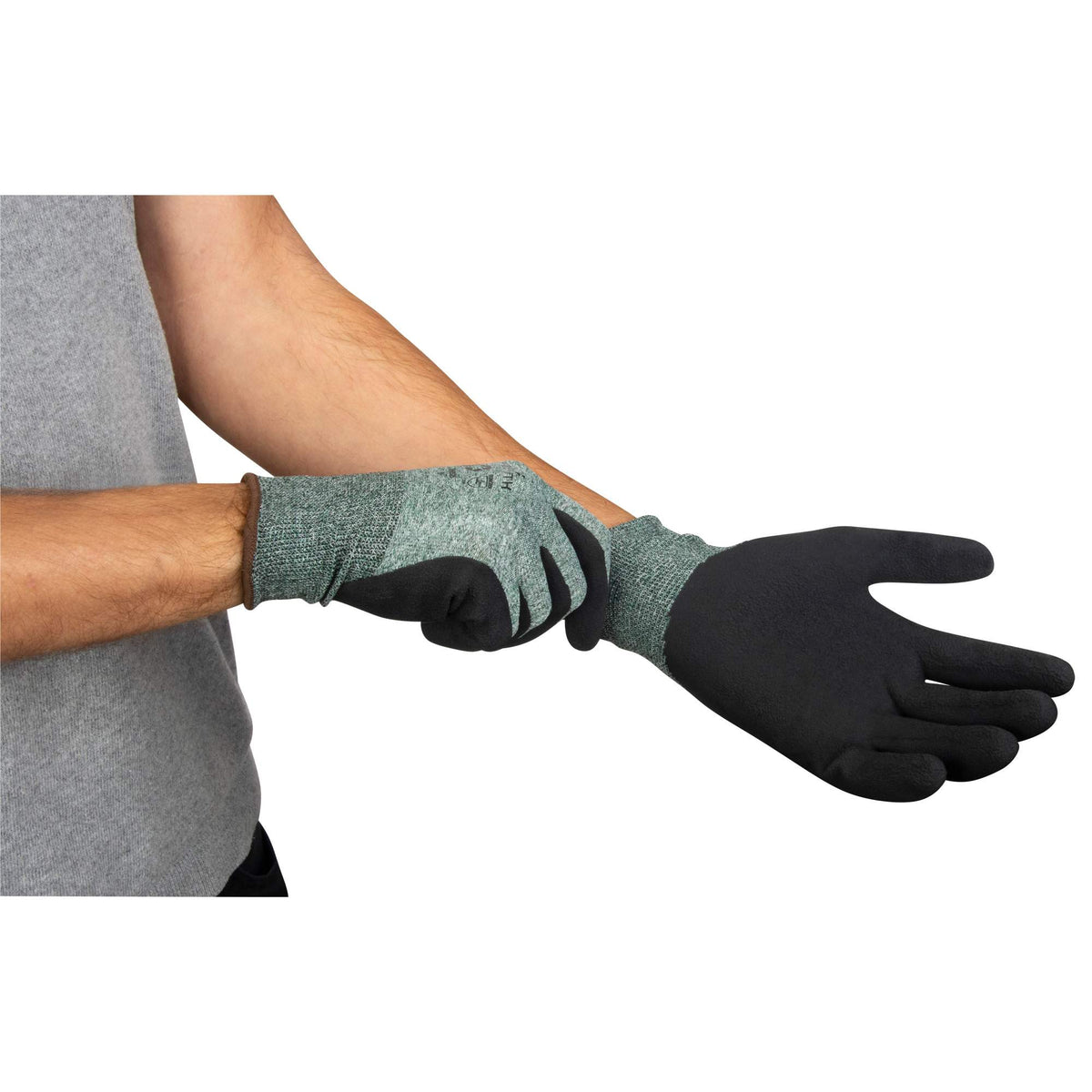 Crinkle Grip Foam Latex Coated Gloves, RPET Shell, 15 Gauge, Size 10