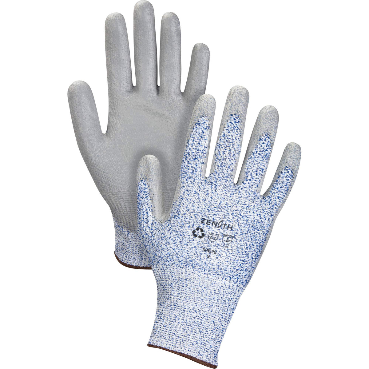 Stretch Cut-Resistant PU Coated Gloves, RPET, ANSI A2, Size 8
