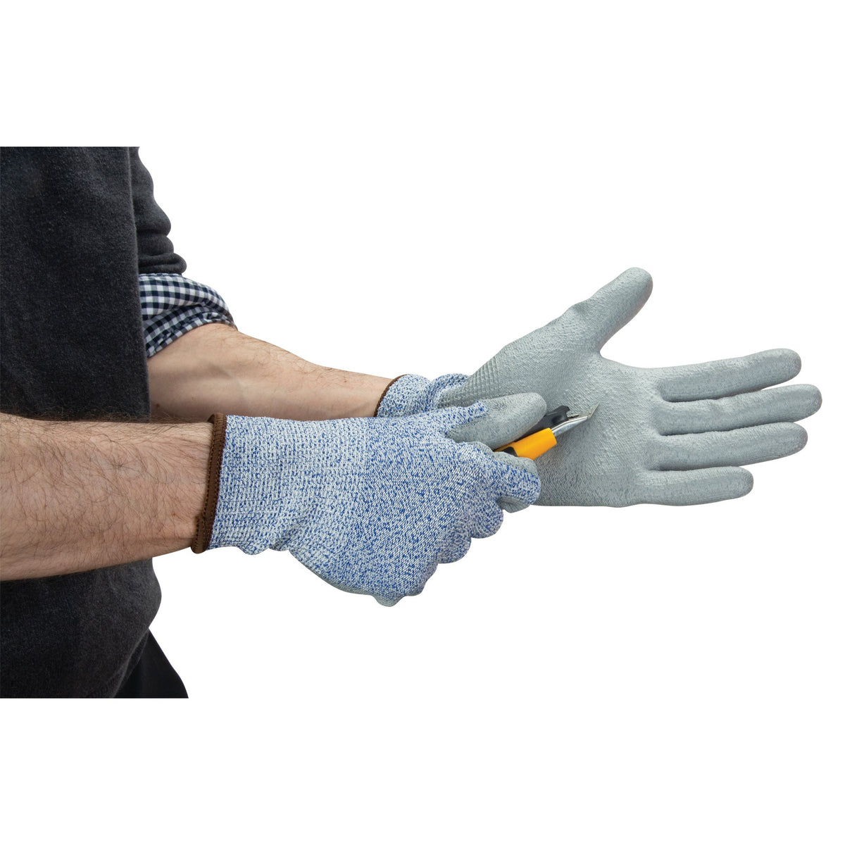 Stretch Cut-Resistant PU Coated Gloves, RPET, ANSI A2, Size 8