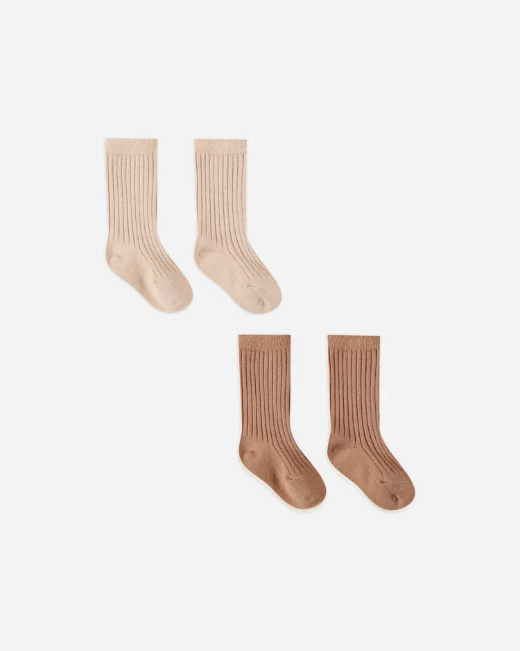 Quincy Mae Baby Socks Set, Shell and Rose