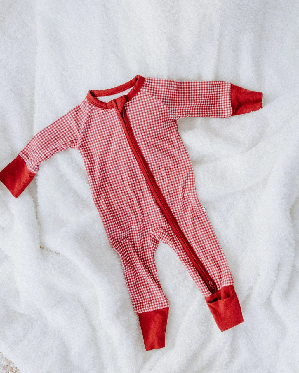 Sunset Snuggles Gingham Convertible Footed One Piece
