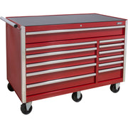 Industrial Tool Cart, 12 Drawers, 56" W x 24-1/2" D x 38-1/8" H, Red