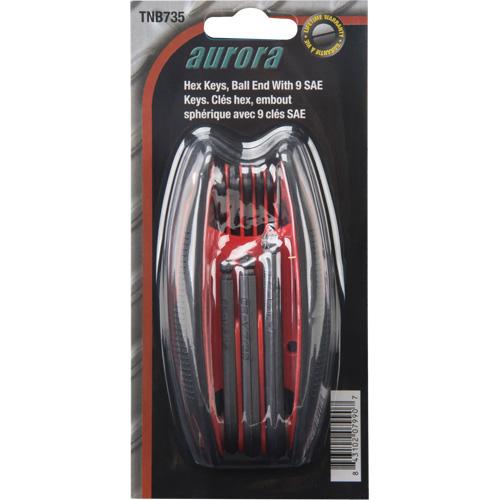 Ball End Fold-Up Hex Key Set, 9 Pcs., Imperial