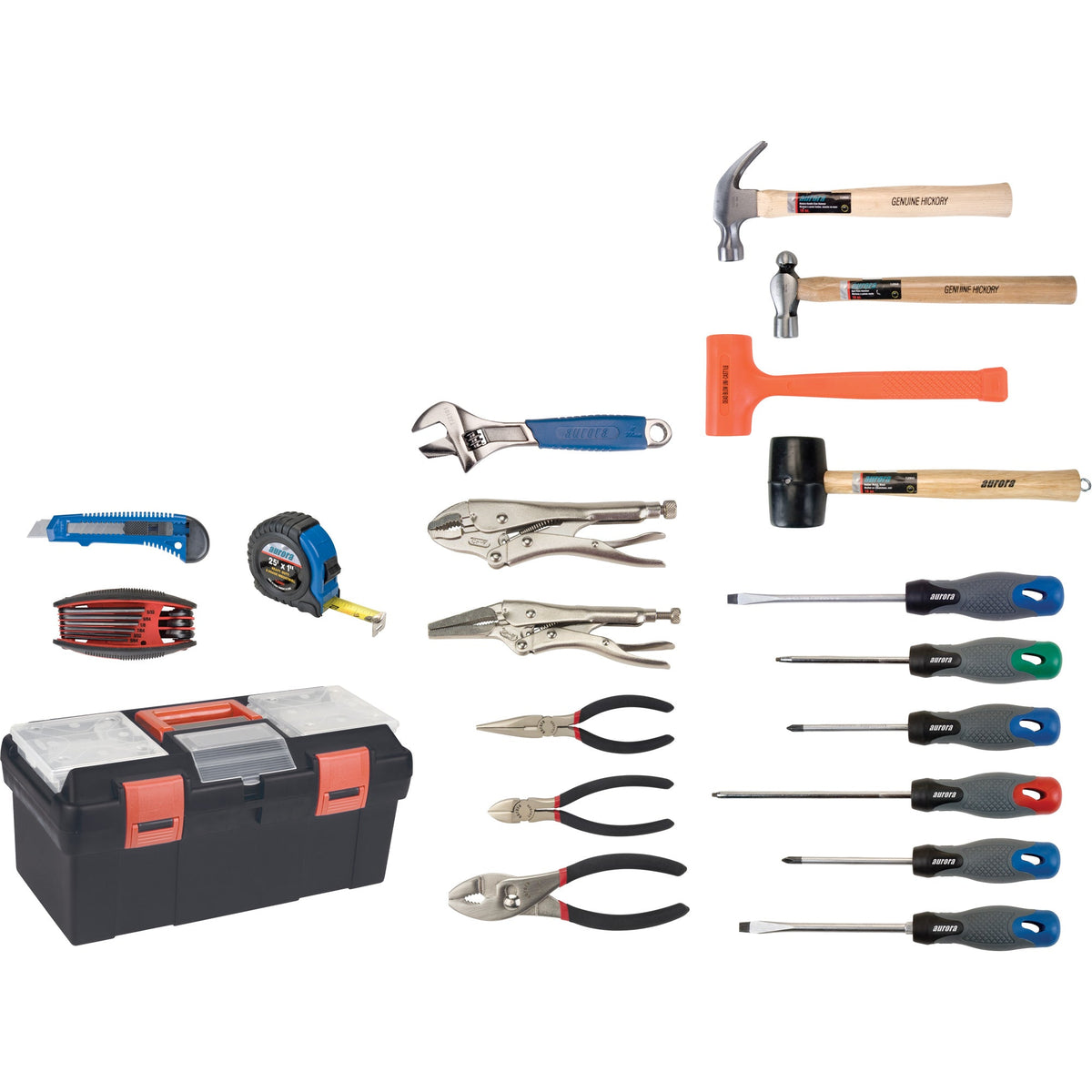 Essential Tool Set with Plastic Tool Box, 28 Pieces