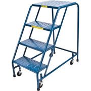Steel Rolling Step Ladder, 4 Steps, 37" Platform