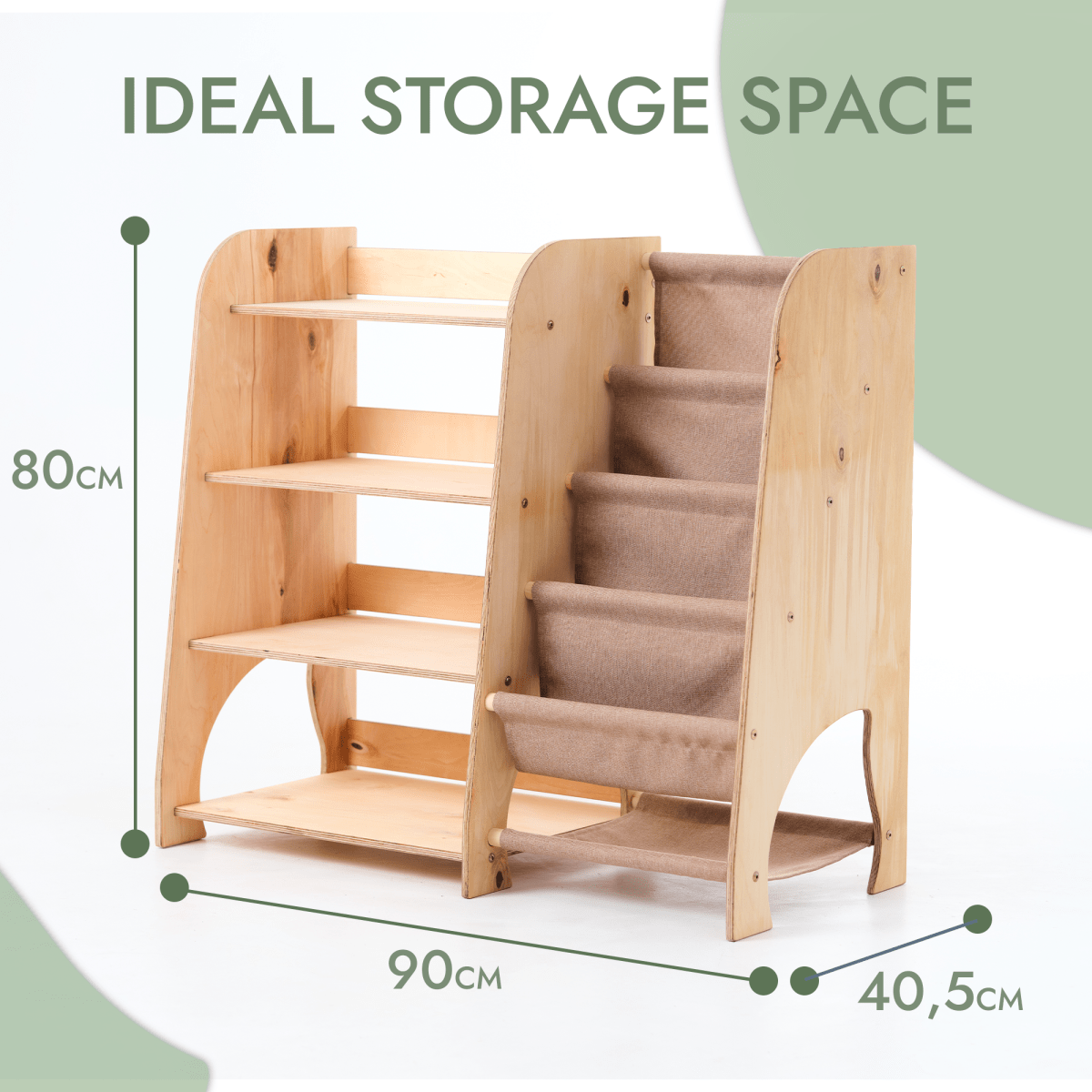 Goodevas Wooden Montessori 2-in-1 Bookshelf & Toy Shelf