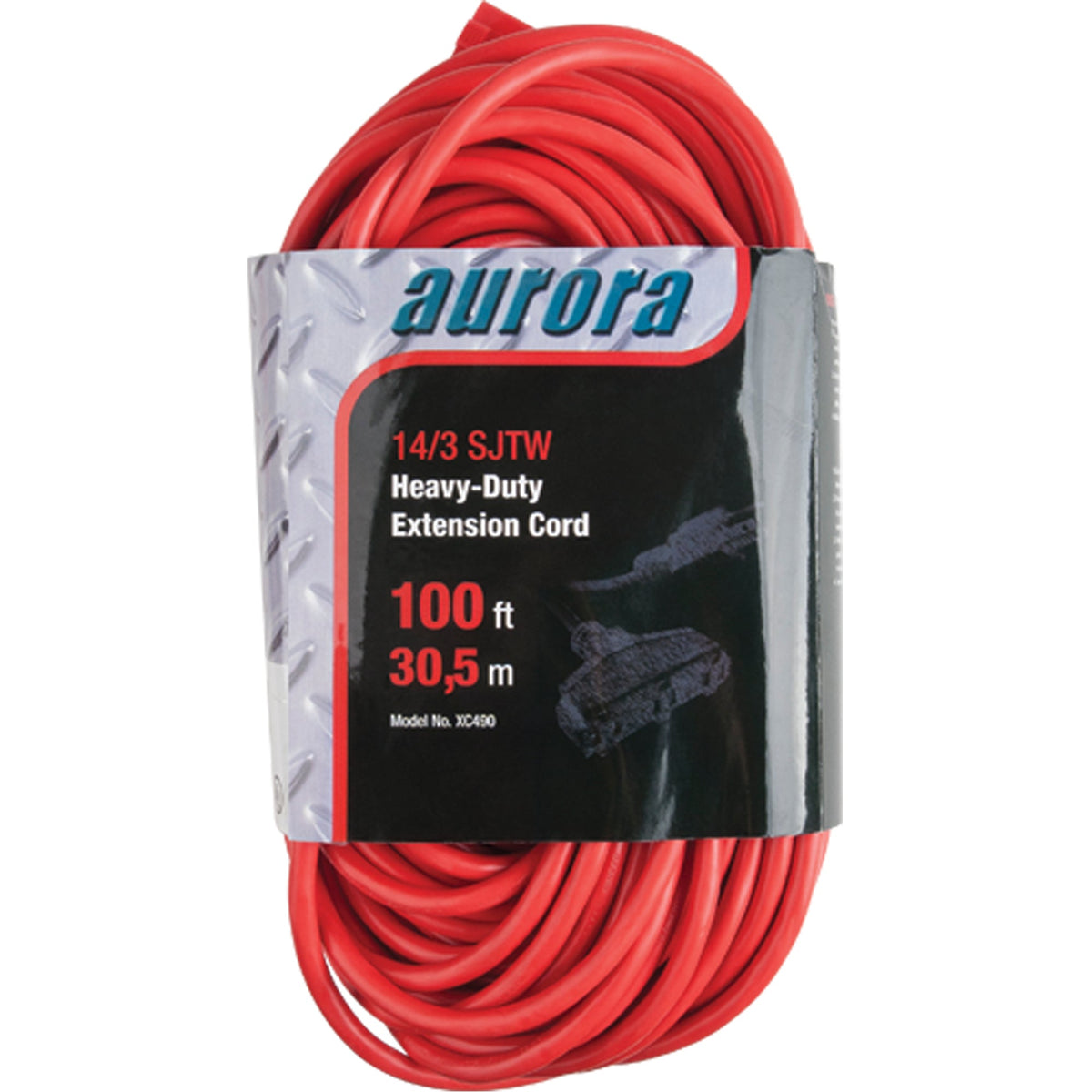 Vinyl Extension Cord, Outdoor, SJTW, 14/3 AWG, 13 A, 3 Outlet(s), 100'