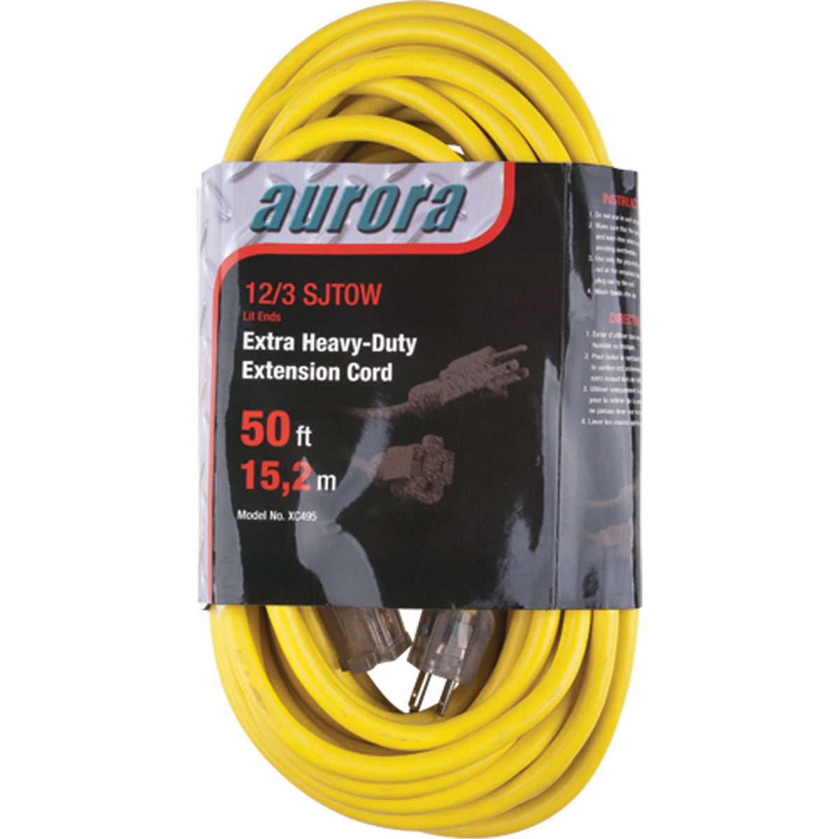 Outdoor Vinyl Extension Cord with Light Indicator, 12/3 AWG, 15 A, 50'