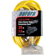 Outdoor Vinyl Extension Cord, 3 Outlets, 12/3 AWG, 15 A, 25'