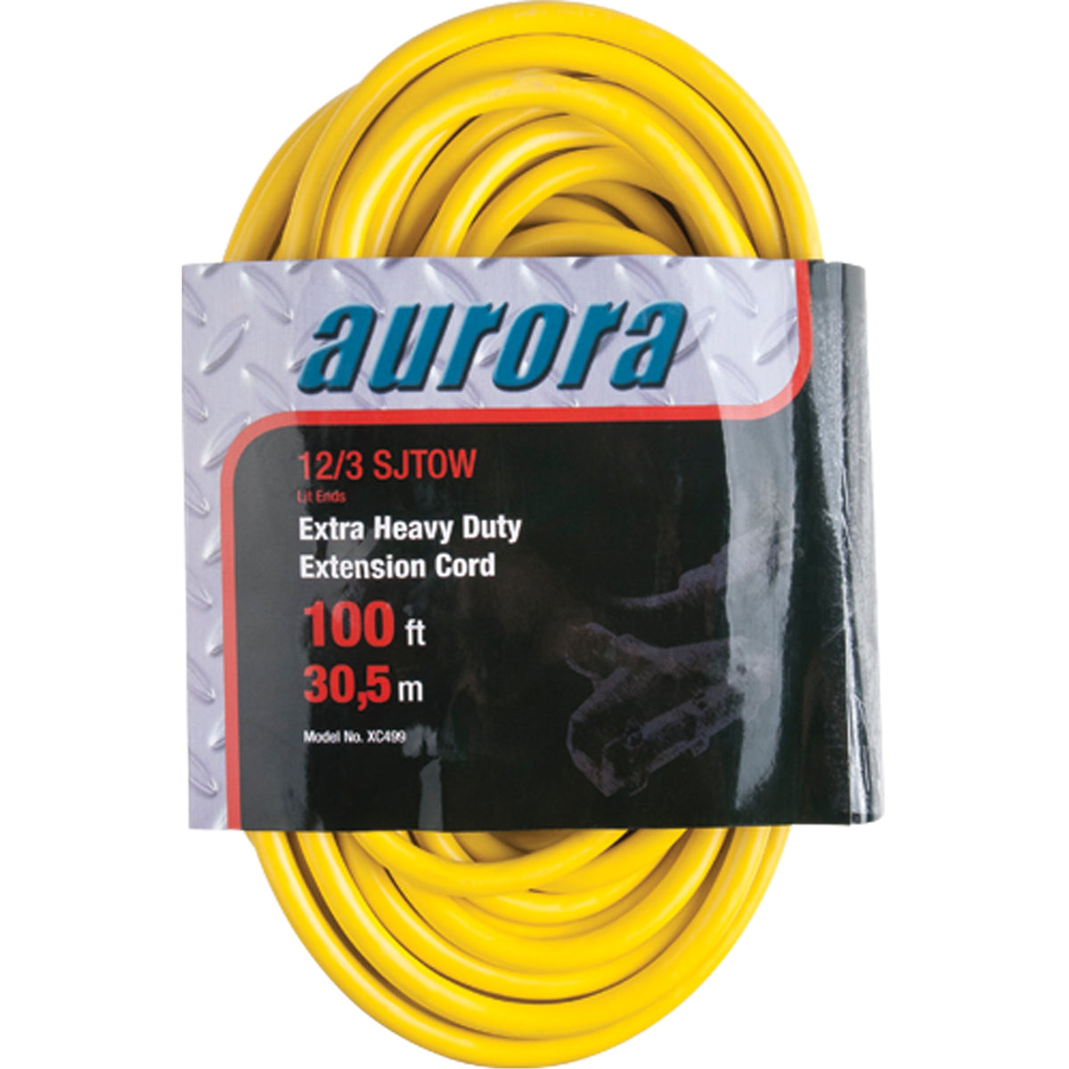 Outdoor Vinyl Extension Cord, 3 Outlets, 12/3 AWG, 15 A, 100'