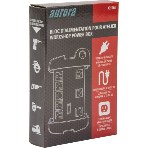 Workshop Surge Protector Power Strip, 8 Outlets, 1,350 J, 6' Cord
