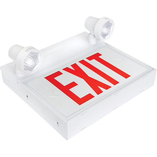 LED Exit Sign with Security Lights, Battery/Hardwired, English